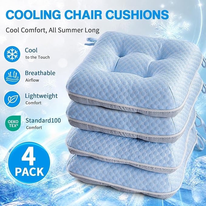 BETU Cooling Chair Cushions Set of 4, 3.5” Thick Seat Cushions, Breathable - Image 8