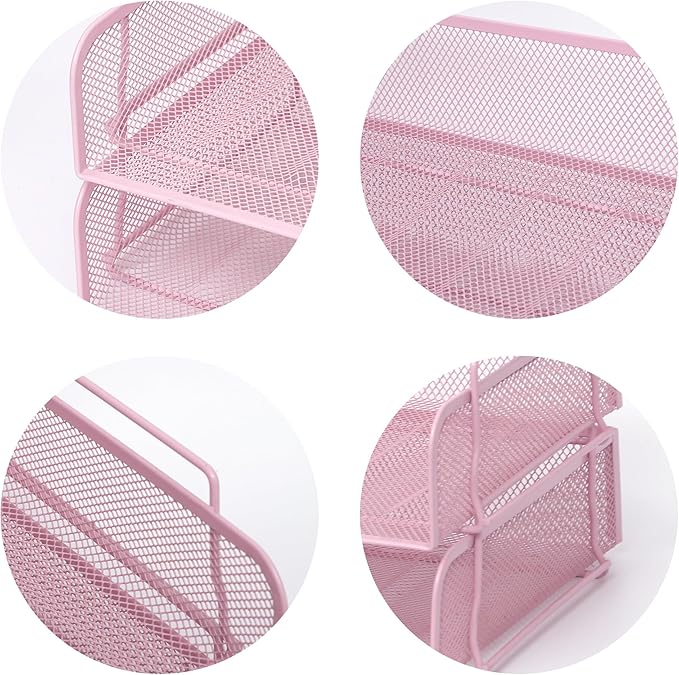 EASEPRES 2 Pack Stackable Desk Paper Tray, Metal Mesh Desktop Document Letter - Image 4