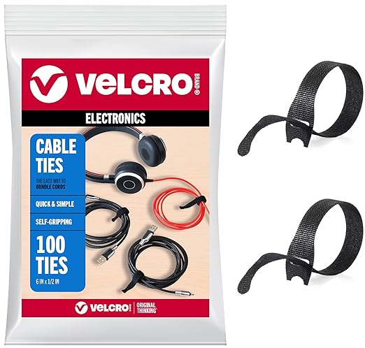 VELCRO Brand Reusable Cable Ties, 100 Pack 6 Inch, Cord & Cable Management by VELCROBrand