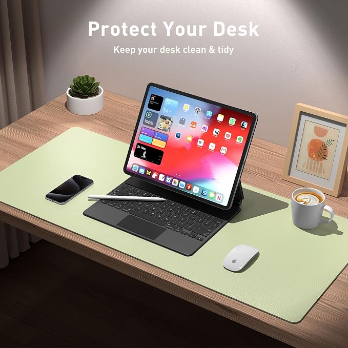 Aothia Leather Desk Pad Protector, Mouse Pad, Office Desk Mat, Non-Slip PU - Image 5
