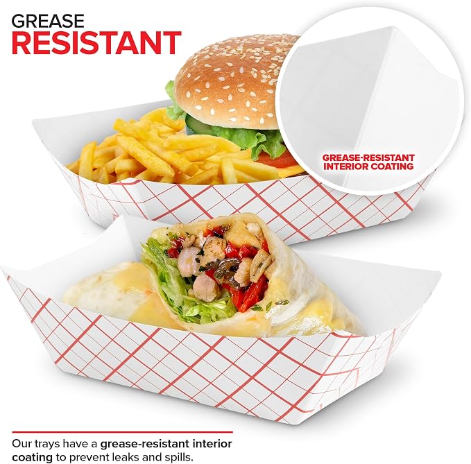 Large Paper Food Boats – 3 lb Disposable Red & White Checkered Paper Trays - Image 5