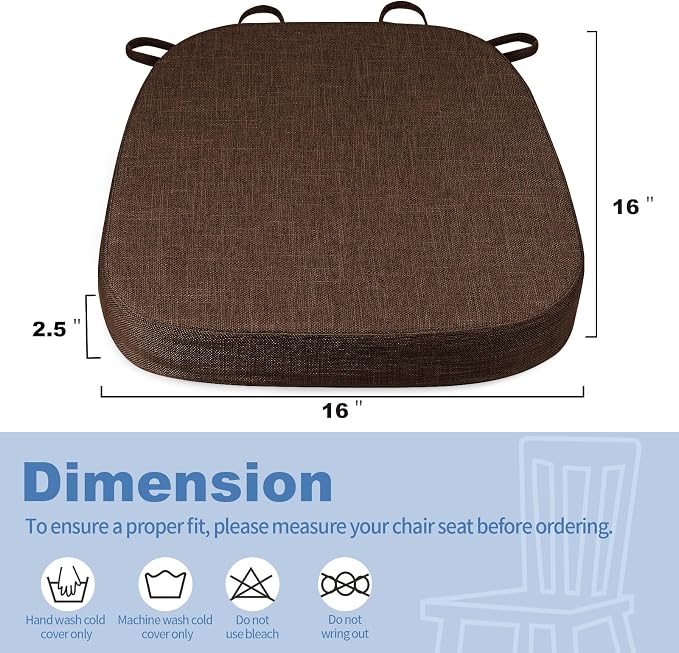 BUYUE Thickened 2.5" Dining Chair Cushions Set of 4, U-Shape High Density Foam - Image 3