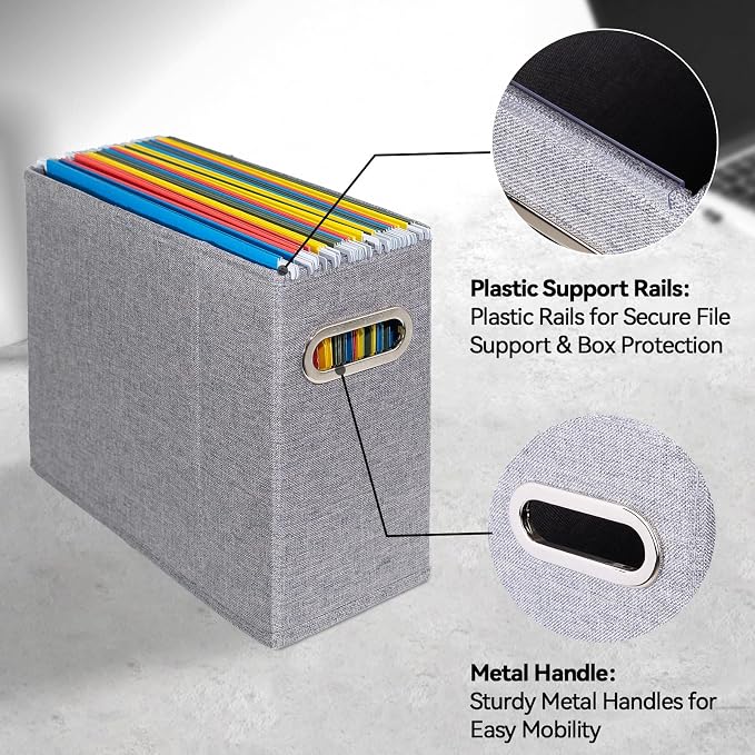 2 Packs Letter Size File Organizer, File Folders Organizer, Fabric Storage Box - Image 4
