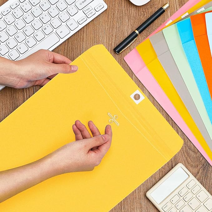 Geyee 100 Pcs Clasp Manilla Envelopes 9 x 12 Inch Gummed Colored Envelopes - Image 5