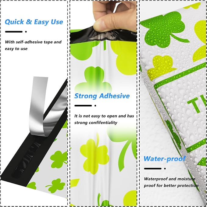 St Patrick's Day Poly Mailer 14.5x19 Inch 50 Pcs, Waterproof and Tear-Resistant - Image 3
