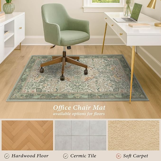 Sage Green 3x4 Office Chair Mat - Image 3