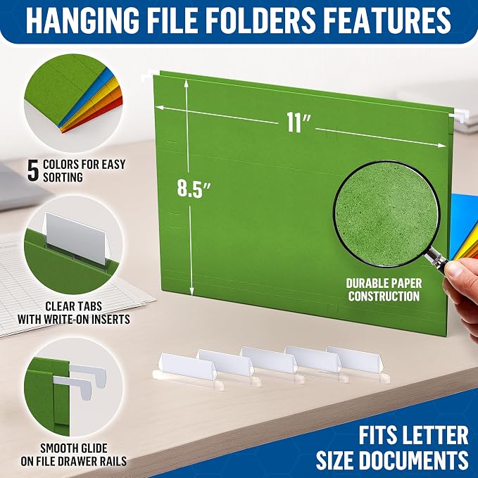 100 Pack Hanging File Folders Letter Size - Image 2