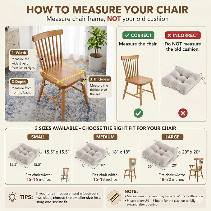 BETU Chair Cushions for Dining Chairs, 3.5" Thick Kitchen Table Chair Pads - Image 5