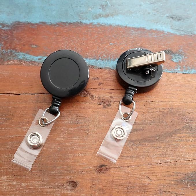Bulk 25 Pack - Black Retractable Badge Reels - Bulk Premium Black Retractable - Image 5