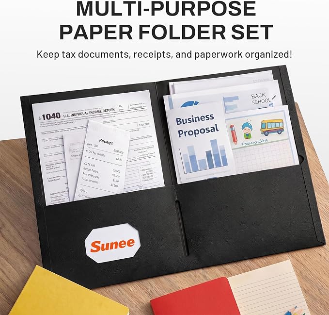 SUNEE Two Pocket Folders, 100 Pack File Folders - Image 2
