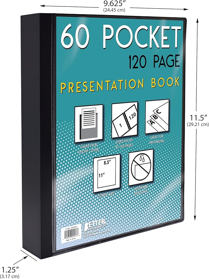 Better Office Products 60 Pocket Bound Black Presentation Book, - Image 5