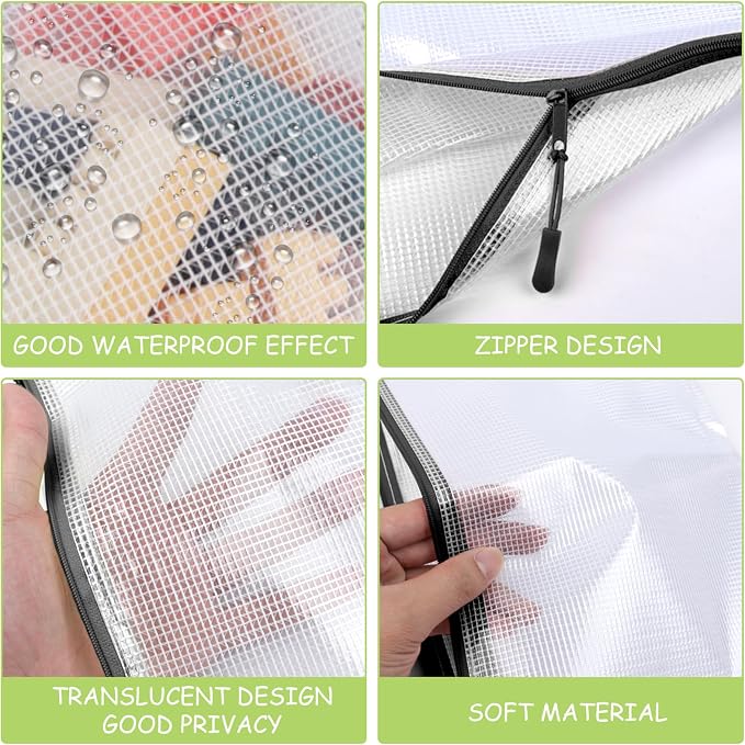 YOPCDJ 24pcs Mesh Zipper Pouches, A3 Size 17 x 12 inches Waterproof Black - Image 3