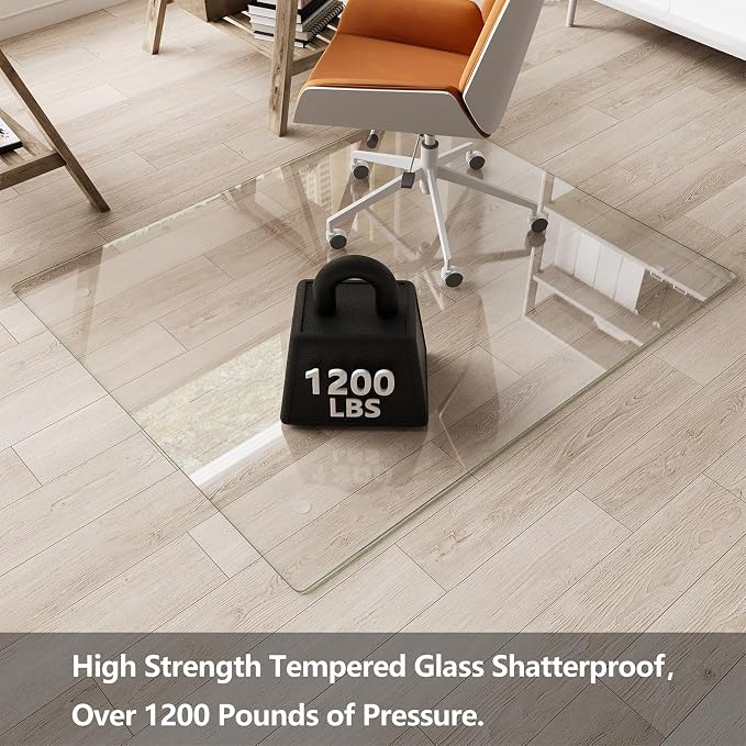 Koonmi Glass Chair Mat for Carpet, Tempered Glass Chair Mat - Image 3