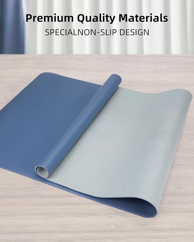 Leather Desk Pad Protector- 48" x 17" Office Desk Mat, Non-Slip PU Leather - Image 2