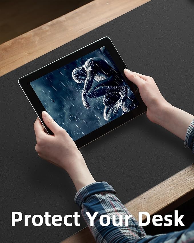 Leather Desk Pad Protector, Mouse Pad, Office Desk Mat, Non-Slip PU Leather - Image 4