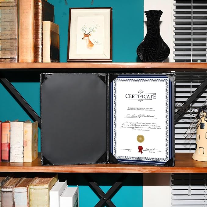 Tenare 50 Pcs Black Leather Certificate Holder 8.5 x 11 PU Phd Bachelor Master - Image 5