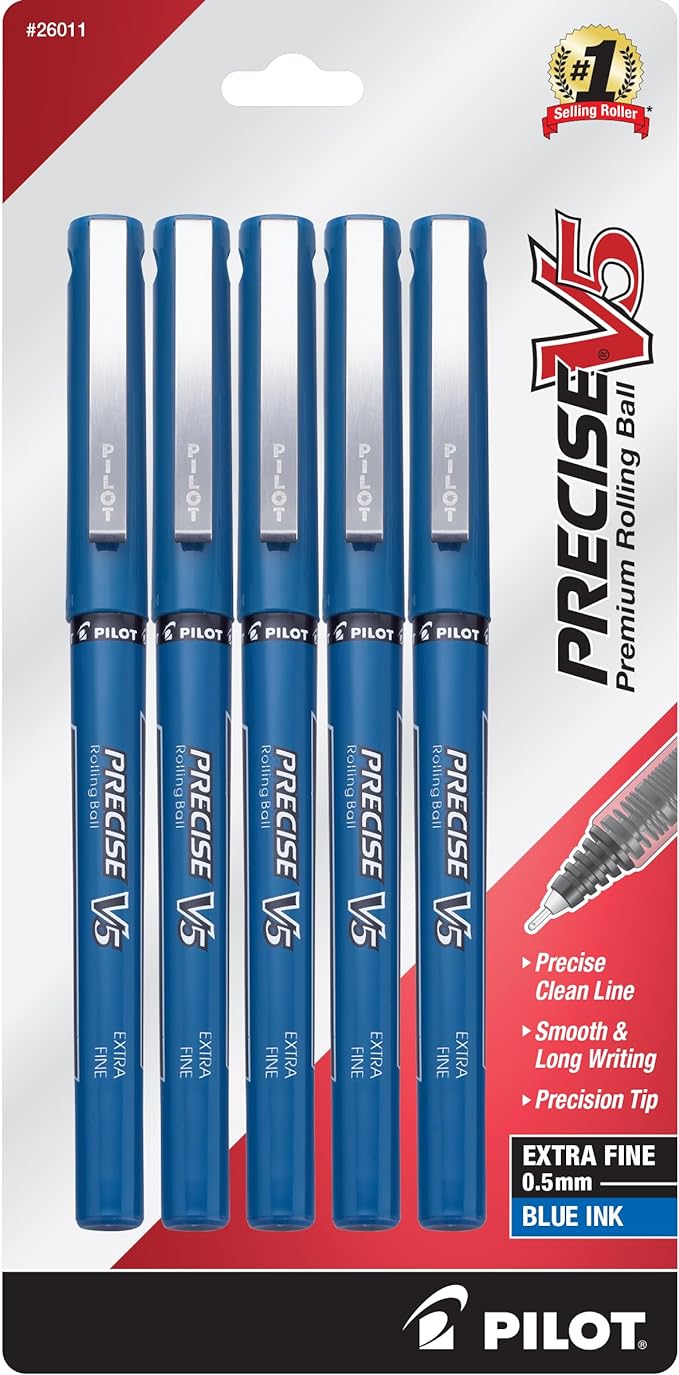 Pilot Precise V5 Rollerball Pens, Extra Fine Point 0.5 mm Blue Pens, Journaling by PilotCorporationofAmerica