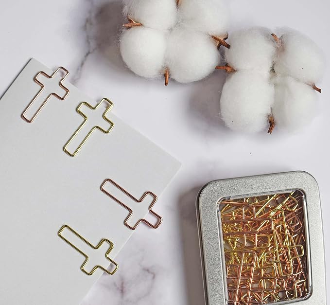 50 PCS Gold Cross Paper Clips Bible Bookmark Clips, Bible Study Supplies - Image 4