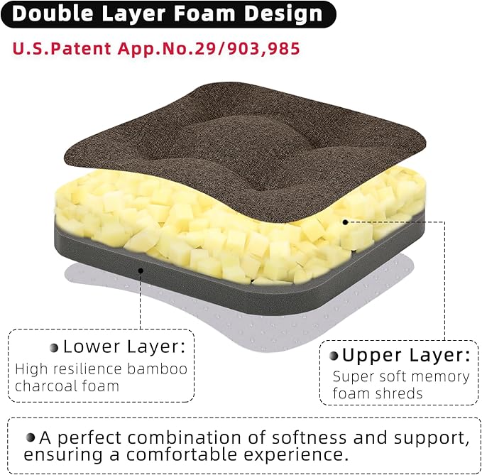 GOFORIT Chair Cushions Set of 4, Tufted Shredded Memory Foam Chair Pads - Image 2