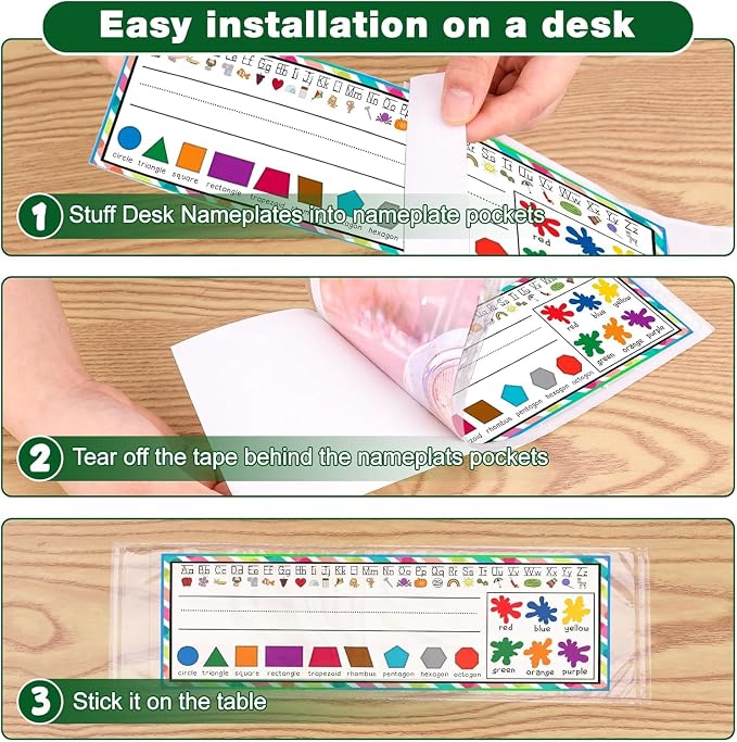 36 PCS Upgraded Nameplate Pocket, 15.3'' x 4.5'' Self Adhesive Desk Nameplates - Image 5