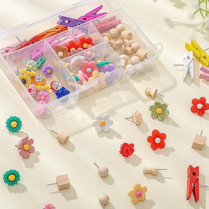 78 Pieces Cute Push Pins for Bulletin Board, Flower Decorative Push Pins | - Image 3
