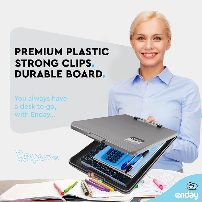 Clipboard with Storage Black, Letter Size Storage Clipboard with Compartments - Image 2