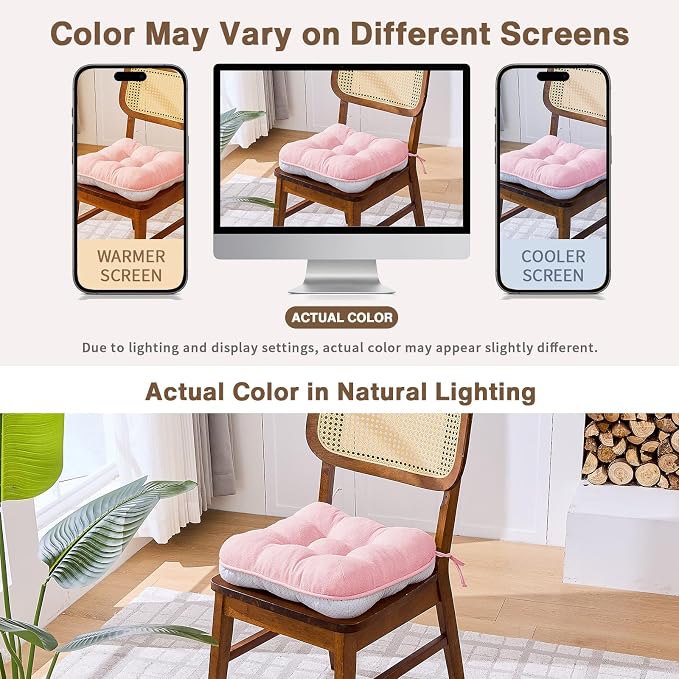 BETU Pink Chair Cushions for Dining Chairs Set of 4, 3.5" Thick Kitchen Table - Image 6