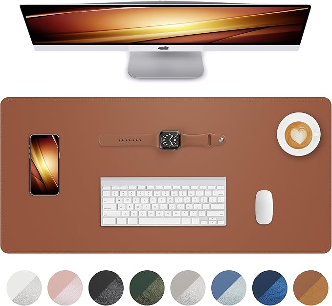 Leather Desk Pad Protector, Mouse Pad, Office Desk Mat, Non-Slip PU Leather by AFIING