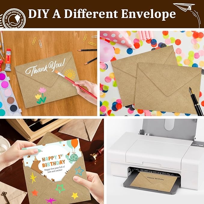 50 Pack A7 Envelopes, Kraft Greeting Card Envelopes Self Seal, 5.24 x 7.24 in - Image 6