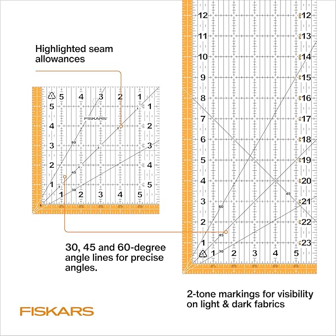 Fiskars 3-Piece Ruler & Connector Set, 6.5"x6.5" and 6.5"x24.5" Rulers - Image 6
