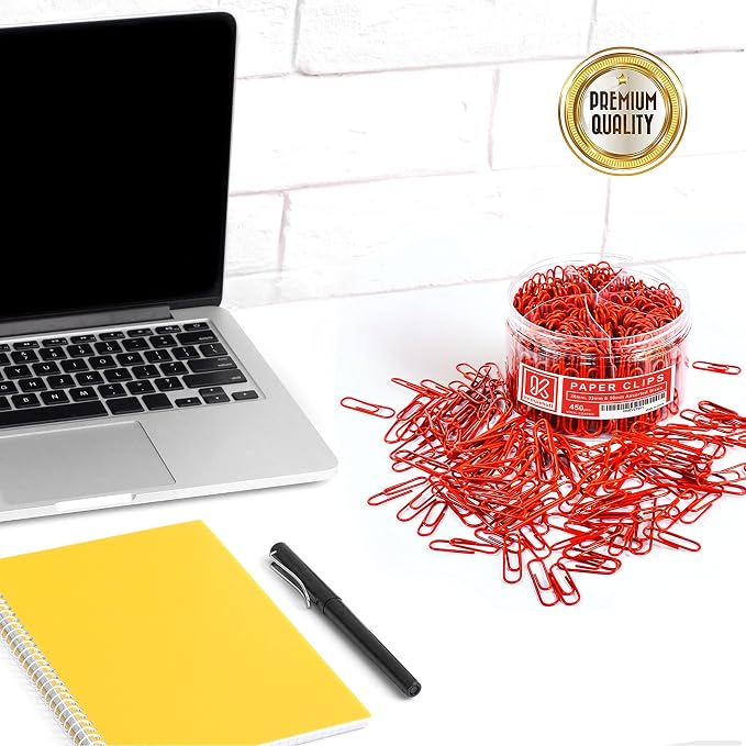 Kempshott 450 Red Color Paper Clips Assorted Sizes Small, Medium and Large - Image 5