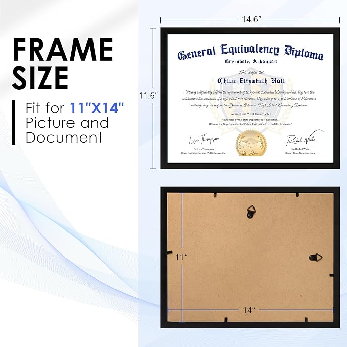 FIXSMITH 11x14 Diploma Frame, 2 Pack Black Picture Frames - Image 2