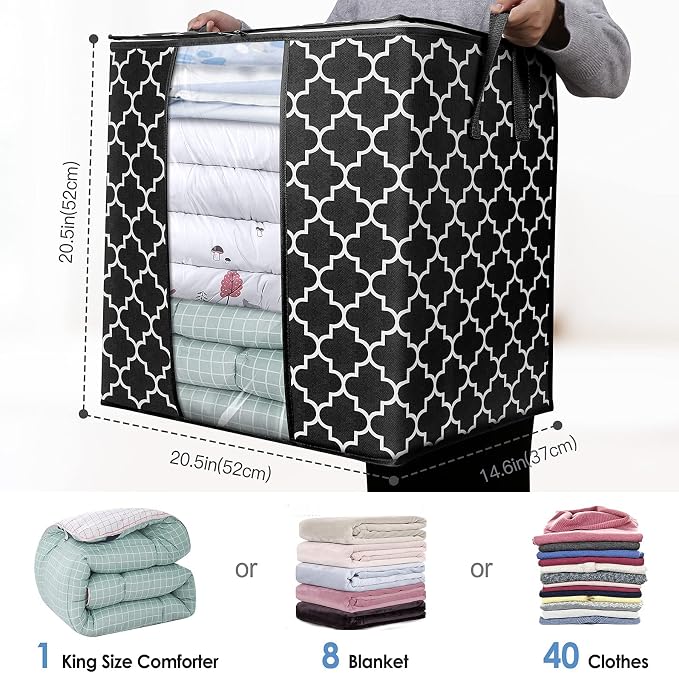 WISELIFE Storage Bags 8 Pack/100L Large Blanket Clothes Organization and - Image 2