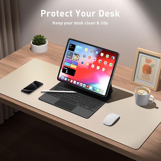 Aothia Leather Desk Pad Protector, Office Desk Mat, Large Mouse Pad, Non-Slip - Image 3