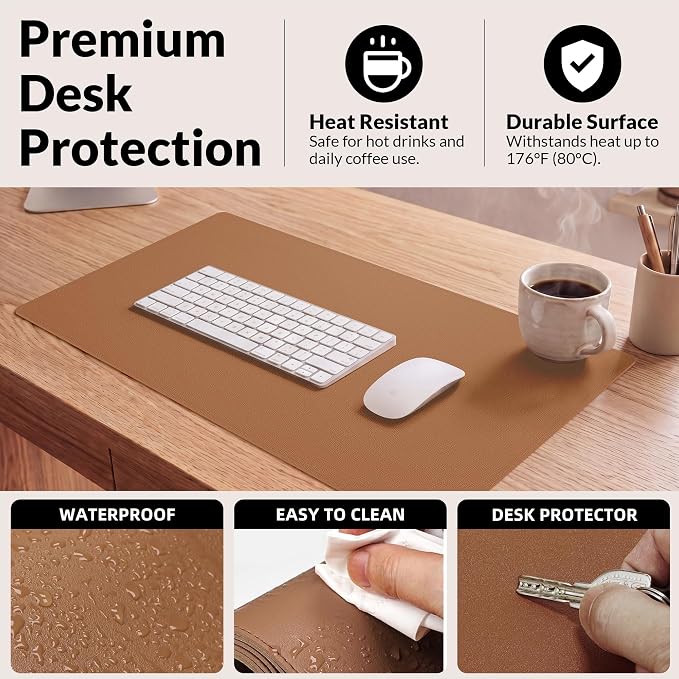 AFIING Leather Desk Mat, 23.6" x 13.8", Desk Pad Protector | Dual-Sided & PU - Image 5