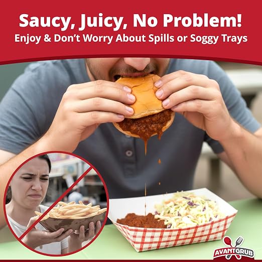 Heavy Duty, Greaseproof .5 Lb Paper Food Trays 200 Pk. Recyclable, Coated Mini - Image 5