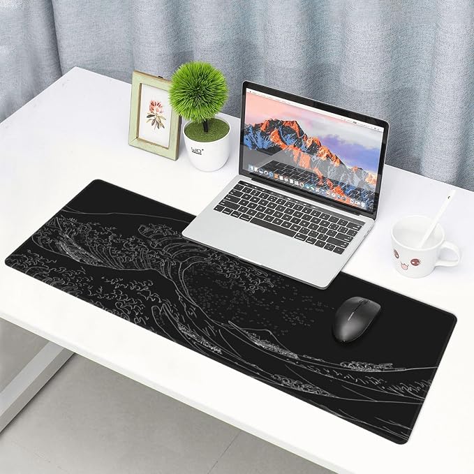 Japanese Sea Wave Large Mouse Pad, Anime Black Gaming, Extended Kanagawa Mat - Image 8