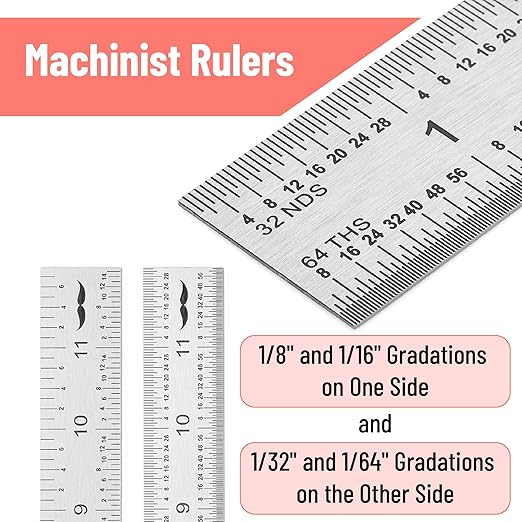 Mr. Pen- Machinist Ruler, 12 Inch, Stainless Steel Imperial | Precision - Image 2