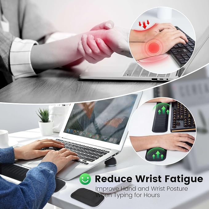 MEKASS Ergonomic Wrist Rest for Keyboard and Mouse, Soft Memory Foam Keyboard - Image 5