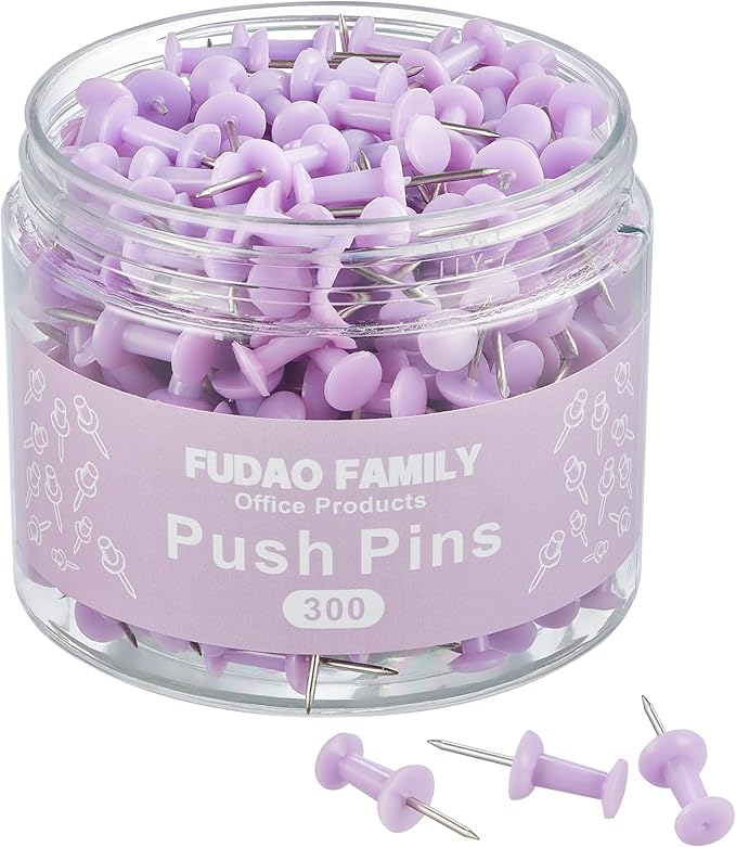 FUDAO FAMILY 300pcs Push Pins for Bulletin Board, Thumb Tacks for Wall Corkboard by FUDAOFAMILY