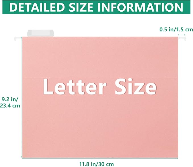 pmybupo Extra Capacity Hanging File Folders, 25 Pack Reinforced Letter Size - Image 2