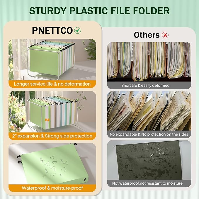 12 Pack Hanging Folders Letter Size, Plastic Hanging Folders - Image 6