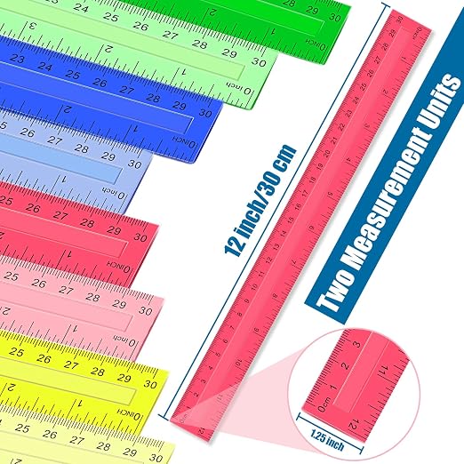 12 Inch Plastic Rulers, Ideal Back to School Office Home Supplies - Image 3
