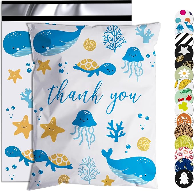 Thank You Poly Mailer 10x13 Inch 25 Pcs, Waterproof and Tear-Resistant Shipping by JOWLROEL
