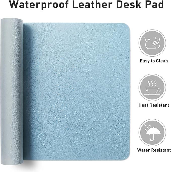 Aothia Faux Leather Desk Mat, Waterproof Desk Pad | One large surface - Image 7
