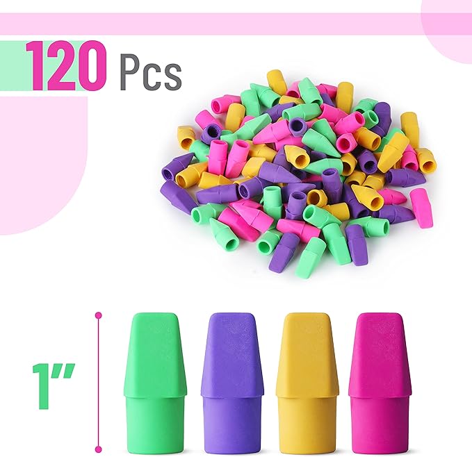 Mr. Pen- Pencil Top Erasers, 120 Pack, Latex-Free, No-Smudge | Cap Pencil - Image 2