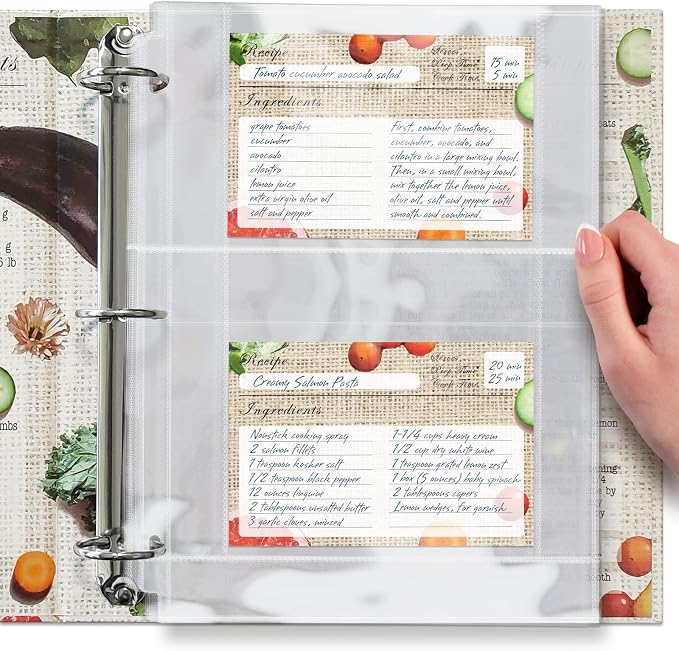 100 Pockets Full Size 4x6 for 8.5x11 Recipe Card Protectors Top-Loading Crystal by CraftSaints