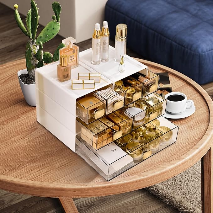 2 PACK Desk Organizer with Drawer Stackable Storage Drawer Small Desktop Drawer - Image 7
