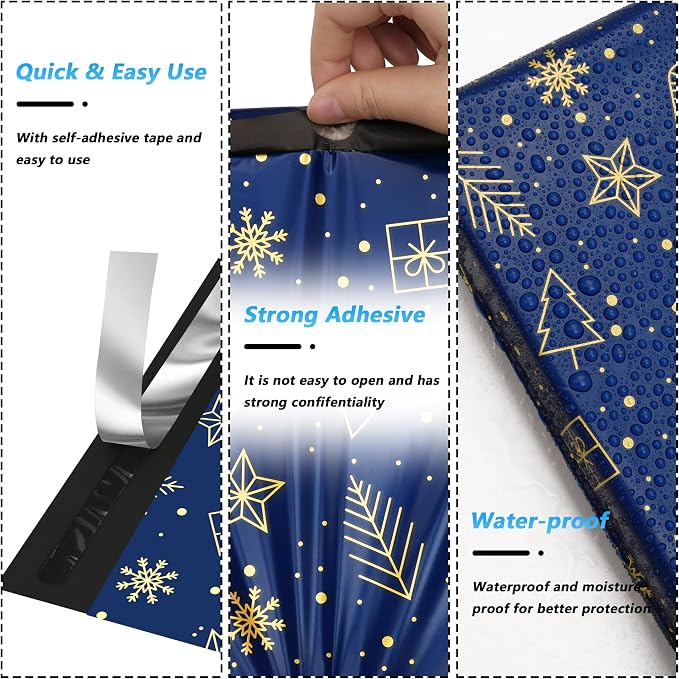 Christmas Poly Mailer 10x13 Inch 25 Pcs, Waterproof and Tear-Resistant Shipping - Image 3