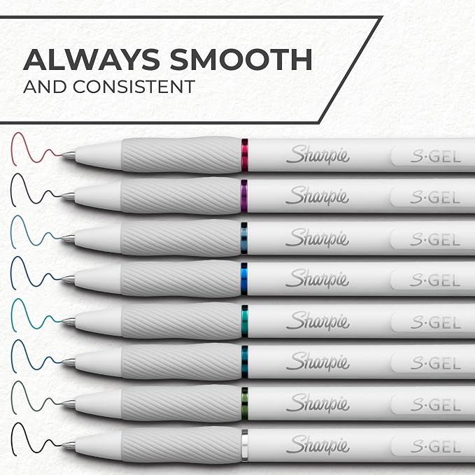 Sharpie S-Gel Pens, Fashion Barrel White Pearl, Medium Point, Bold Ink Colors - Image 3